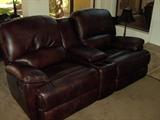 Fine leather reclining love seat