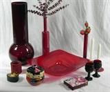 Red glass home decor