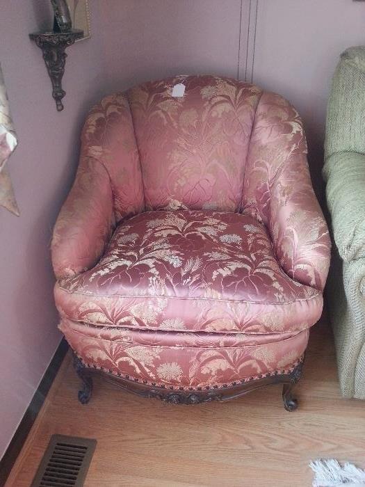 Brocde satin antique chair
