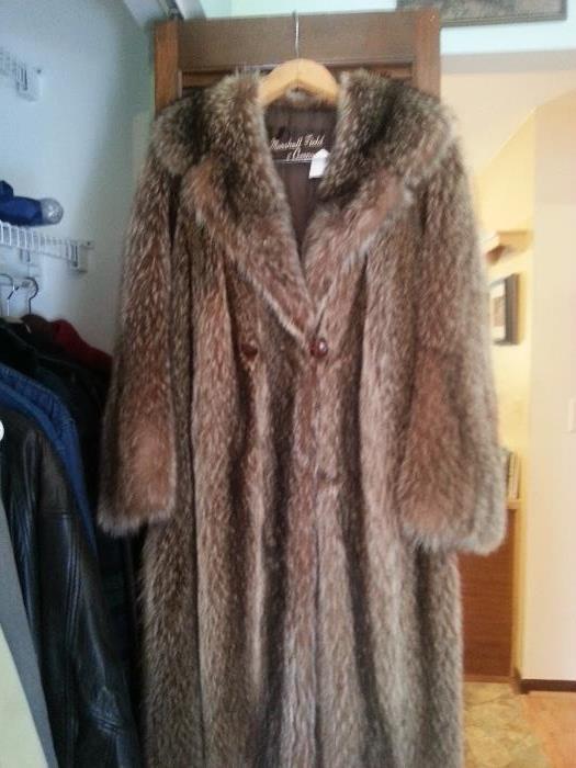 Marshall Fields Full length fur coat