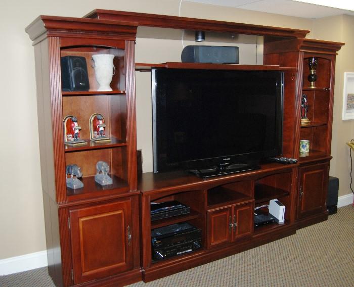 Beautiful wall unit with space for everything.  Comes apart for easier removal.