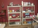 Shelving (2 units).  Digital photo frame. Bamboo steamer.
