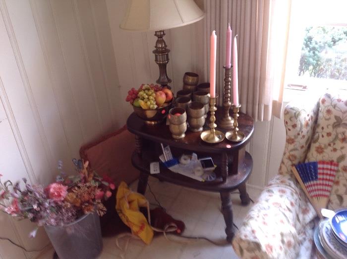Lamps/end table/candle sticks & goblets 