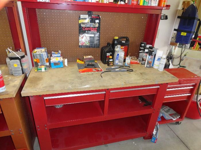 Another view of a "Stack-On" work bench.  2 available.