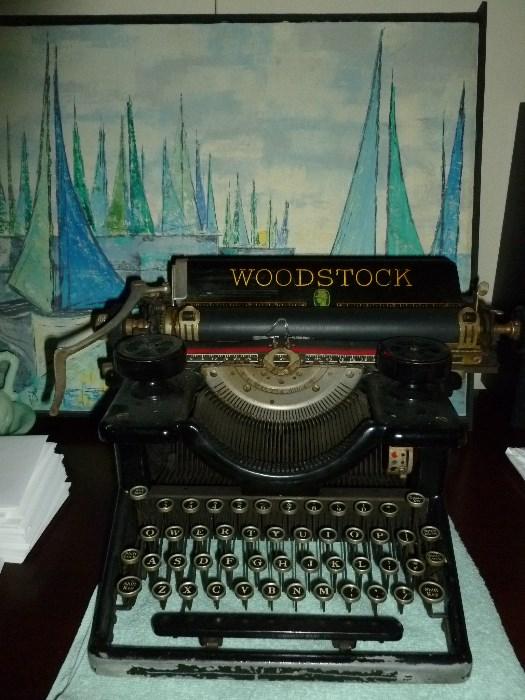 Woodstock typewriter and oil painting