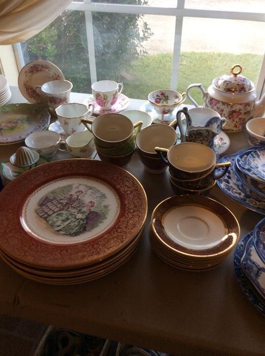 Various dishes and teacups