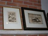 Two Goya prints, one is entitled "Todos Caeran" - 19, the other is "Fall of a Picador from his Horse under the Bull" - 26.