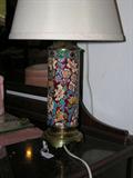 One of a pair of French ceramic Longwy lamps