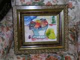 Contemporary still life watercolor, mounted in an 1890's Victorian gilt wood frame.
