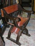 Antique Savanarolla chair, leather seat needs restoration.