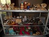 Great Room-"Smalls" Area:  A collection of STEIFF and Character stuffed animals, sterling, TIFFANY sterling items, porcelain, French match striker, glazed parrots, and more!  See upcoming photos for details.