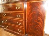 Dining Room:  A closer view of the satinwood breakfront/secretary.  Top drawer flips down to be a secretary.