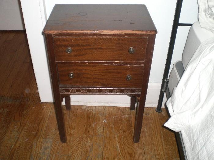 PAIR OF END TABLES WITH SEWING CONTENTS INSERTS