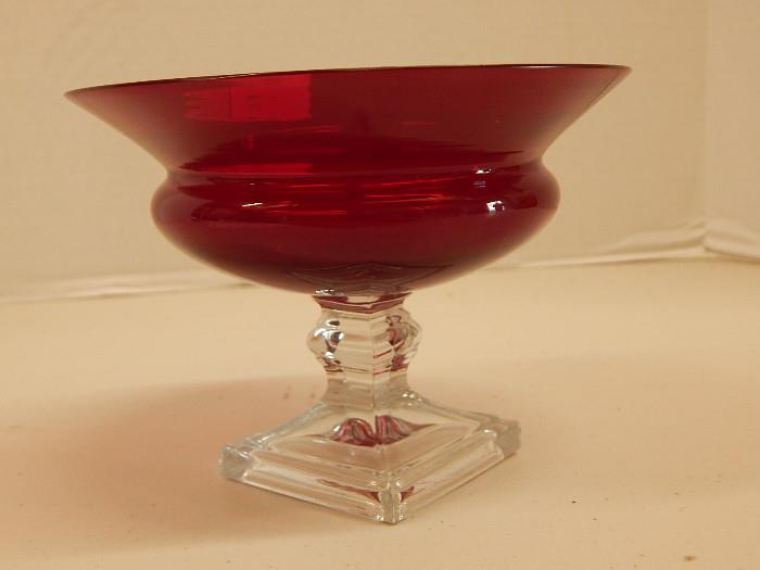 #antique#ruby#glass#pedestal#dish