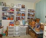 craft supplies, storage cabinets