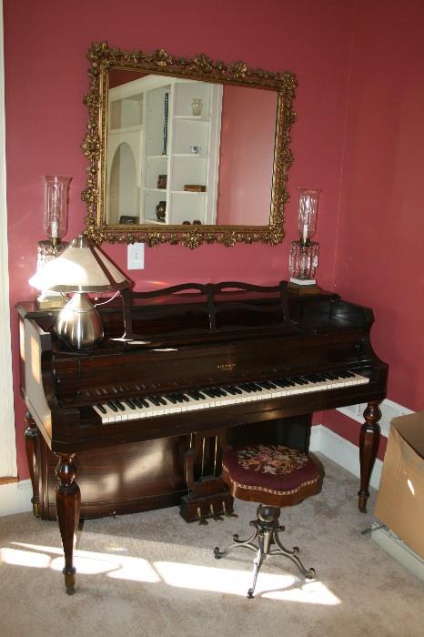Haddorff Piano with Victorian Needlepoint Stool