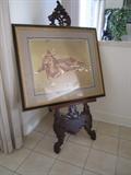 Large ornate wood easel