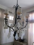 Custom made etched glass chandelier