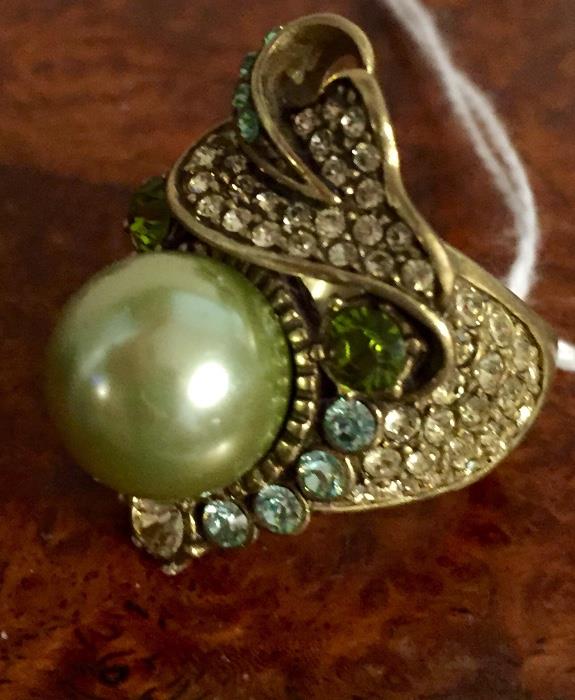 Unique green pearl Heidi Daus Ring