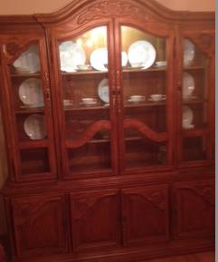 China cabinet… very well made, carving detail and beveled glass