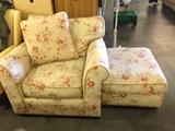 Floral Sitting Chair with Ottoman 