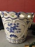 Blue and White Plant Pot