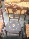 Beautiful Wooden Sitting Chair with Navy Floral Bottom
