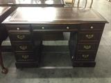 Dark Wooden Desk with Decorative Handles