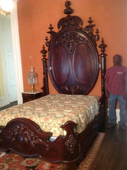 1000 - Rosewood High back Lincoln style oversized bed Attr. To Mitchell and Rammelsburg, identical to bed in Lincoln bedroom at The White House, 10fT, 15in. T, 19ft. L, 8 ft. in. D.