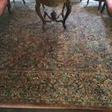 1007 - Handmade Persian rug, mauve, royal blue, and navy, 15  ft 10 in. L, 12 ft. W.