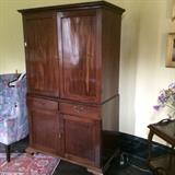 1017 - English mahogany linen press, 81 in.T, 18 in. W, 23.5 in. D.