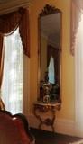 1064 - Victorian gold tall pier mirror with marble top stand, mirror 105IN T, table 31IN T, 30IN W, 16IN D