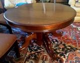 1112 - Walnut Victorian dinning table with split pedestal base and two leaves, ca 1870, 29IN T, 48IN R