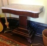 1114 - Empire mahogany marble top console table, 30IN T, 34IN W, 17IN D