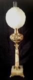 1147 - Oversize banquet lamp with onyx shaft, has slight damage, 39IN T