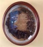 1150 - Oversize Victorian  hair wreath in shadow box frame and excellent condition, 28IN T, 26IN W, 6IN D