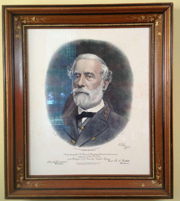 1160 - Antique Robert E. Lee print originally sold to raise money for a monument at his tomb, 26 X 30