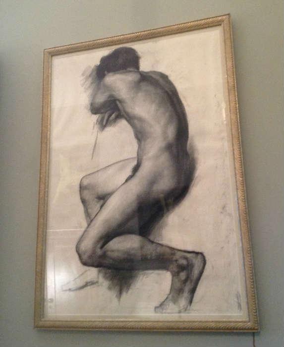 1166 - Chalk drawing of nude man, 44 X 31.5