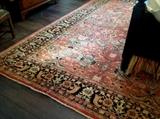 1179 - Antique rug with pink and gold, 9FT X 11FT7IN