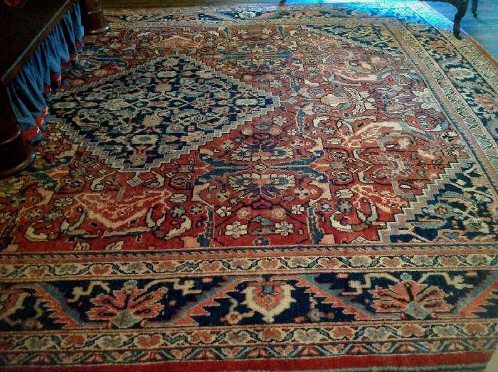 1184 - Antique Persian rug with  rose and blue, 10FT7IN  X 13FT4IN