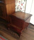 1187 - Mahogany Empire bed steps with leather top, 18IN T, 19.5IN W, 16.5IN D