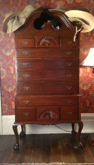 1192 - Eleven drawer Chippendale highboy, ca 1880, 79IN T, 40IN W, 20IN D
