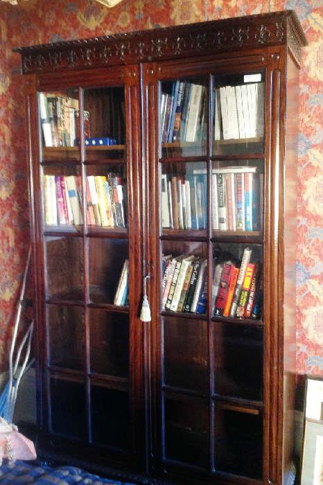 1190 - Two drawer mahogany bookcase, 7FT T, 51IN W, 20IN D