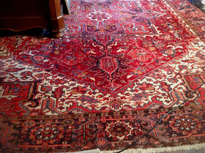 1195 - Antique Persian rug with red, blue, and tan, 9FT7IN X 11FT11IN