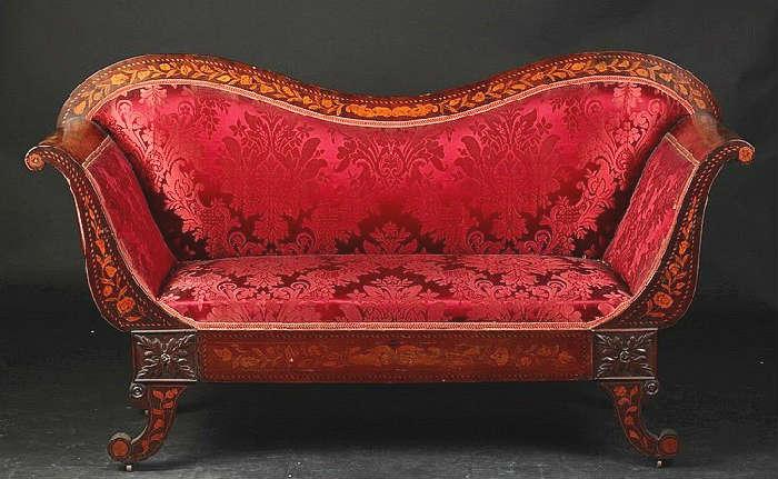 2004 - Fine 19th Century Dutch Marquetry Inlaid Sofa  H. 39 in. ,D. 23 in. , L. 70 in.
