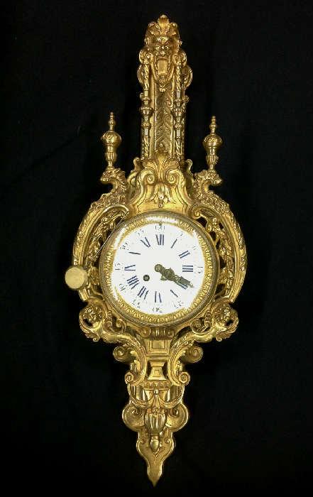 2013 - Gold wall Cartell clock, 29IN T, 11IN W