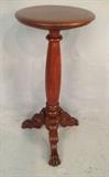 2024- Walnut Victorian lamp stand with checker top, 29 in. T, 22 in. D.