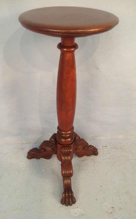 2024- Walnut Victorian lamp stand with checker top, 29 in. T, 22 in. D.