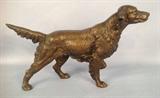 2034 - Bronze  cast iron pointing bird dog door stop, 9 in. T, 15 in. L.