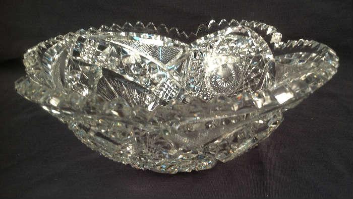 2041 - Brilliant cut glass bowl, 4 in. T, 10 in. dia.